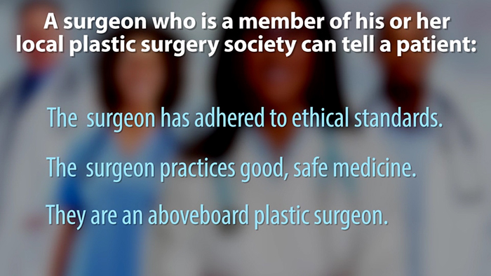 Surgeon's credentials in local societies.