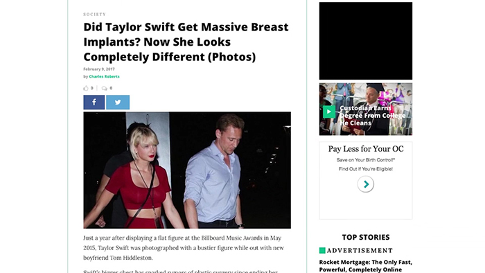 Did Taylor Swift get breast implants?